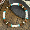 Bohemian Style Handmade Geometric Wooden Bead And Coconut Shell Bracelet For Men And Women
