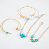 Bohemian Style Inlaid Turquoise Alloy Bracelet Suit With Exaggerated Butterfly Design Electroplated For Women