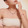 Bohemian Style Irregular Purple Natural Stone And Stainless Steel Bracelet And Clavicle Necklace For Women With Electroplating