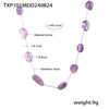 Bohemian Style Irregular Purple Natural Stone And Stainless Steel Bracelet And Clavicle Necklace For Women With Electroplating
