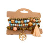 Bohemian Style Multi Layer Handmade Sandalwood Beaded Geometric Shaped Bracelet For Women