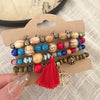 Bohemian Style Multi Layer Handmade Sandalwood Beaded Geometric Shaped Bracelet For Women