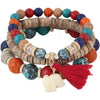 Bohemian Style Multilayer Beaded Bracelet For Women With Small Elephant Tassel Plastic And Resin Beads Animal Pattern Jewelry