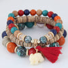 Bohemian Style Multilayer Beaded Bracelet For Women With Small Elephant Tassel Plastic And Resin Beads Animal Pattern Jewelry