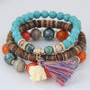 Bohemian Style Multilayer Beaded Bracelet For Women With Small Elephant Tassel Plastic And Resin Beads Animal Pattern Jewelry