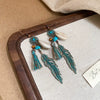 Bohemian Style Old Tassel Beaded Ear Hook Long Earrings Handmade With Artificial Leather And Flower Shape