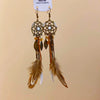 Bohemian Style Old Tassel Beaded Ear Hook Long Earrings Handmade With Artificial Leather And Flower Shape