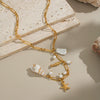 Bohemian Style Seaside Accessories Conch Starfish Necklace In Stainless Steel With Animal Zodiac Pattern And Electroplating