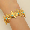 Bohemian Style Stainless Steel Open Bracelet With Starfish And Ocean Design Electroplated