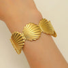Bohemian Style Stainless Steel Open Bracelet With Starfish And Ocean Design Electroplated