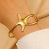 Bohemian Style Stainless Steel Open Bracelet With Starfish And Ocean Design Electroplated