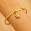 Bohemian Style Stainless Steel Open Bracelet With Starfish And Ocean Design Electroplated