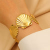 Bohemian Style Stainless Steel Open Bracelet With Starfish And Ocean Design Electroplated