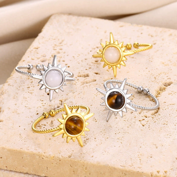 Bohemian Style Star Stainless Steel Ring Electroplated