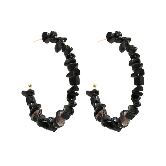 Bohemian Style Turquoise Beaded Earrings Handmade U Shaped Ethnic Style Mixed Material Earrings For Women
