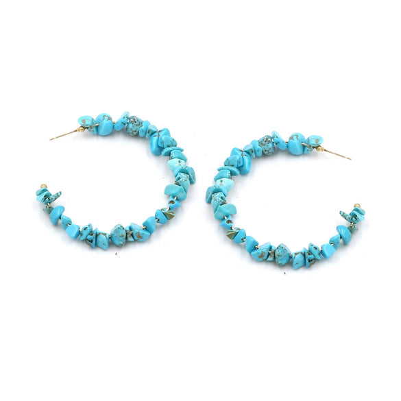 Bohemian Style Turquoise Beaded Earrings Handmade U Shaped Ethnic Style Mixed Material Earrings For Women