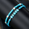 Bohemian Style Turquoise Heart Handmade Bracelet Set For Unisex
