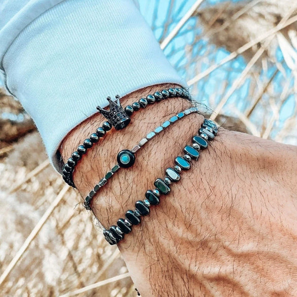 Bohemian Style Turquoise Heart Handmade Bracelet Set For Unisex
