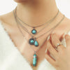Bohemian Style Turquoise Inlaid Geometric Alloy Necklace With Electroplating