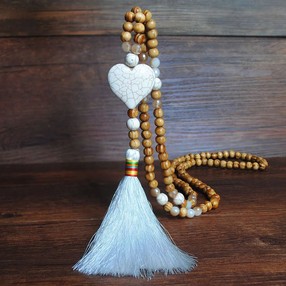 Bohemian Style Wooden Bead Tassel Butterfly Necklace Women'S Crystal Turquoise Long Sweater Chain