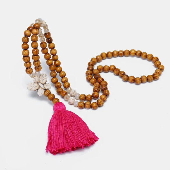 Bohemian Style Wooden Bead Tassel Butterfly Necklace Women'S Crystal Turquoise Long Sweater Chain