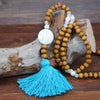 Bohemian Style Wooden Bead Tassel Butterfly Necklace Women'S Crystal Turquoise Long Sweater Chain