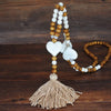 Bohemian Style Wooden Bead Tassel Butterfly Necklace Women'S Crystal Turquoise Long Sweater Chain