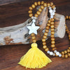 Bohemian Style Wooden Bead Tassel Butterfly Necklace Women'S Crystal Turquoise Long Sweater Chain