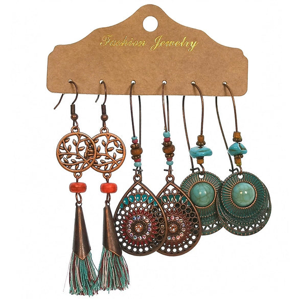 Bohemian Tassel Earrings Alloy Electroplating Retro Ethnic Ear Jewelry