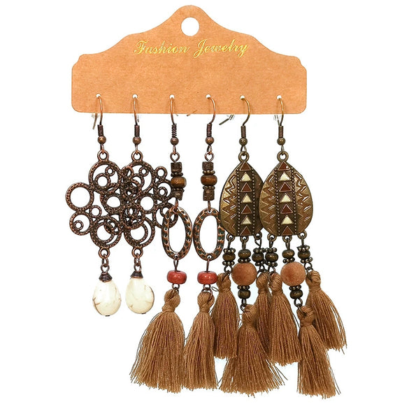 Bohemian Tassel Earrings Alloy Electroplating Retro Ethnic Ear Jewelry