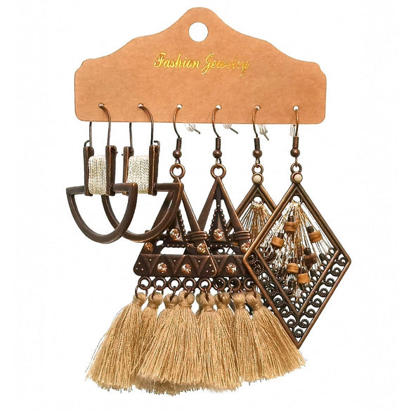 Bohemian Tassel Earrings Alloy Electroplating Retro Ethnic Ear Jewelry