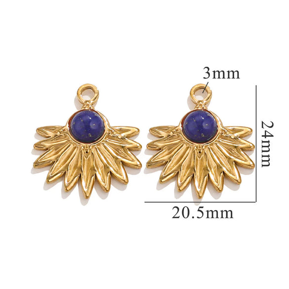 Bohemian Totem Inlay Stainless Steel Sunflower Natural Stone Earrings Necklace Pendant Jewelry Making Supplies