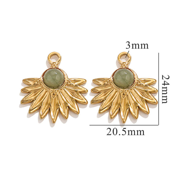 Bohemian Totem Inlay Stainless Steel Sunflower Natural Stone Earrings Necklace Pendant Jewelry Making Supplies