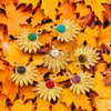 Bohemian Totem Inlay Stainless Steel Sunflower Natural Stone Earrings Necklace Pendant Jewelry Making Supplies