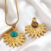 Bohemian Totem Inlay Stainless Steel Sunflower Natural Stone Earrings Necklace Pendant Jewelry Making Supplies