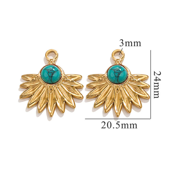 Bohemian Totem Inlay Stainless Steel Sunflower Natural Stone Earrings Necklace Pendant Jewelry Making Supplies