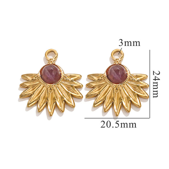 Bohemian Totem Inlay Stainless Steel Sunflower Natural Stone Earrings Necklace Pendant Jewelry Making Supplies