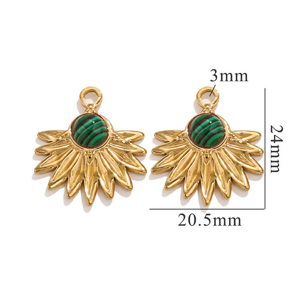 Bohemian Totem Inlay Stainless Steel Sunflower Natural Stone Earrings Necklace Pendant Jewelry Making Supplies