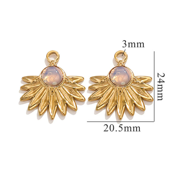 Bohemian Totem Inlay Stainless Steel Sunflower Natural Stone Earrings Necklace Pendant Jewelry Making Supplies
