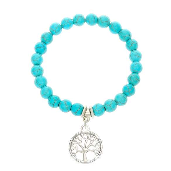 Bohemian Turquoise Beaded Alloy Handmade Bracelet With Cross Starfish Turtle Geometric Design