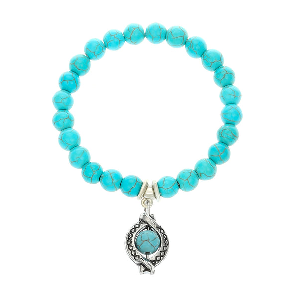 Bohemian Turquoise Beaded Alloy Handmade Bracelet With Cross Starfish Turtle Geometric Design