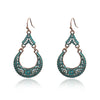 Bohemian Vintage Leaf Drop Shape Handmade Rice Bead Woven Alloy Earrings With Electroplating