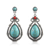Bohemian Vintage Leaf Drop Shape Handmade Rice Bead Woven Alloy Earrings With Electroplating