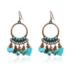 Bohemian Vintage Leaf Drop Shape Handmade Rice Bead Woven Alloy Earrings With Electroplating
