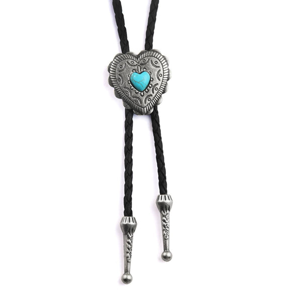 Bolo Tie Denim Leather Rope Alloy Pendant With Geometric Style And Electroplating Treatment