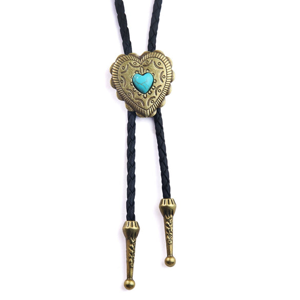 Bolo Tie Denim Leather Rope Alloy Pendant With Geometric Style And Electroplating Treatment