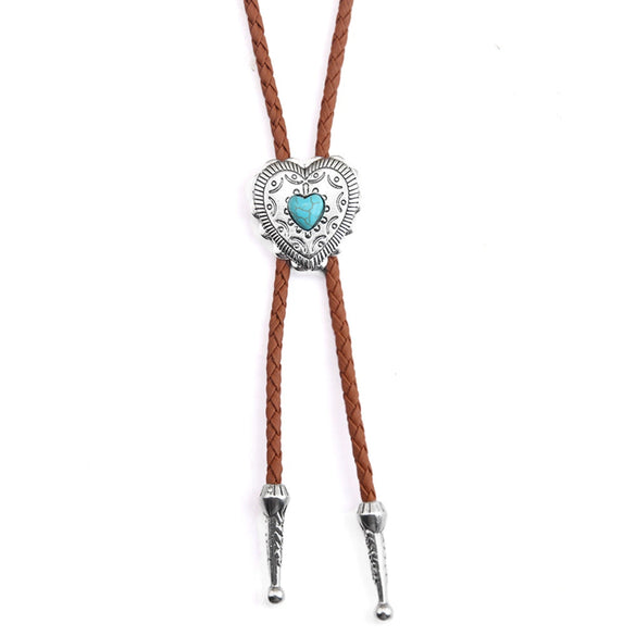 Bolo Tie Denim Leather Rope Alloy Pendant With Geometric Style And Electroplating Treatment
