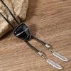 Bolo Tie Necklace Turquoise Plastic Resin Alloy Geometric Vintage Inlaid With Crystal