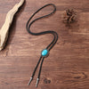Bolo Tie Pendant Sweater Chain Artificial Leather And Alloy Retro Style Geometric And Plaid Pattern