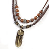 Bolo Tie Pendant Sweater Chain Artificial Leather And Alloy Retro Style Geometric And Plaid Pattern